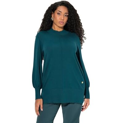 Ulla Popken Damen große Größen Übergrößen Plus Size Pullover, Muschelsaum, Stehkragen, Langarm tief grün 46+ 833447759-46+ Ulla Popken Damen große Größen Übergrößen Plus Size Pullover, Muschelsaum, Stehkragen, Langarm tief grün 46+ 833447759-46+