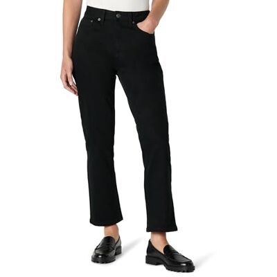 Amazon Damen Hoch Geschnittene Jeans mit Geradem Bein, 76,2cm Beininnenlänge, Schwarz, 38-40 Lang Amazon Damen Hoch Geschnittene Jeans mit Geradem Bein, 76,2cm Beininnenlänge, Schwarz, 38-40 Lang