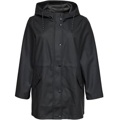 VERO MODA Curve Damen VMCMALOU Coated Jacket CUR NOOS Jacke, Black, 44 VERO MODA Curve Damen VMCMALOU Coated Jacket CUR NOOS Jacke, Black, 44