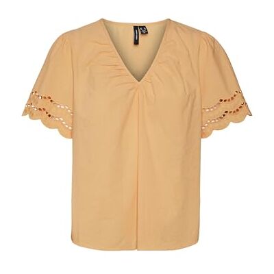 VERO MODA Damen Vmsiv V-Neck Top WVN Btq Bluse, Mock Orange, S EU VERO MODA Damen Vmsiv V-Neck Top WVN Btq Bluse, Mock Orange, S EU