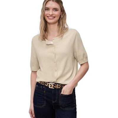 Street One Kurzarm Cardigan mit Rundhals Smoke beige Mel. 36 Street One Kurzarm Cardigan mit Rundhals Smoke beige Mel. 36
