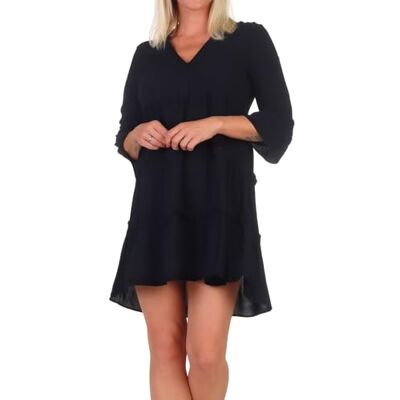 VERO MODA Damen Viskose Mini-Kleid Tunika 3/4 Arm VMEasy Joy 10297359 Black XS VERO MODA Damen Viskose Mini-Kleid Tunika 3/4 Arm VMEasy Joy 10297359 Black XS