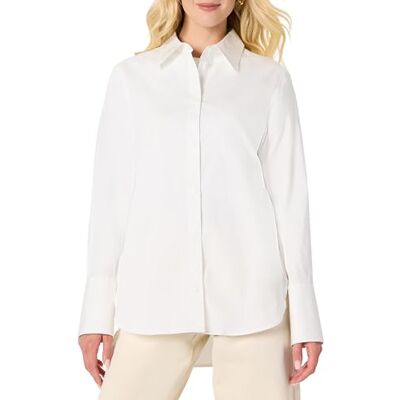 Amazon Damen Oversized-Stretch-Popeline-Anzughemd Aus Baumwolle Mit Fest Geknöpftem Kragen, Grellweiß, XS Amazon Damen Oversized-Stretch-Popeline-Anzughemd Aus Baumwolle Mit Fest Geknöpftem Kragen, Grellweiß, XS