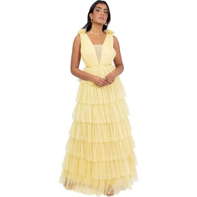 Anaya with Love Women's Maxi Dress Ladies Recycled Sleeveless Plunge Front Ruffle Tiered Skirt A-line Wedding Guest Bridesmaid Ball Gown, Buttergelb 38 Anaya with Love Women's Maxi Dress Ladies Recycled Sleeveless Plunge Front Ruffle Tiered Skirt A-line Wedding Guest Bridesmaid Ball Gown, Buttergelb 38
