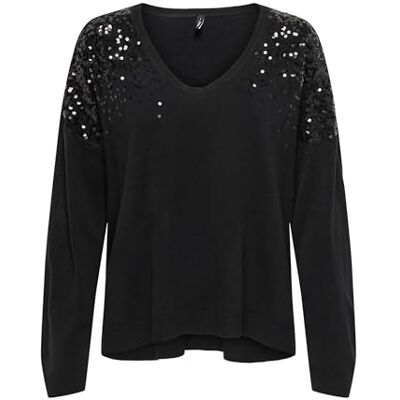 ONLY Onlstarry Ls Sequin Boxy V-Neck KNT ONLY Onlstarry Ls Sequin Boxy V-Neck KNT