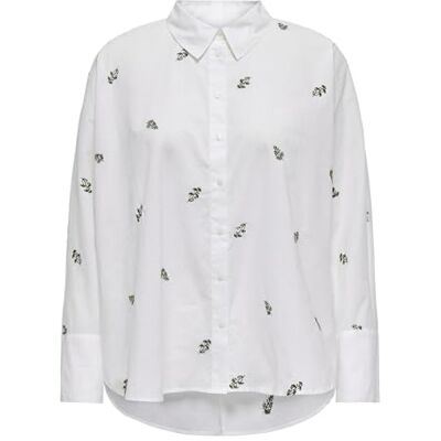 ONLY Damen Onlnew Lina Grace Ls Emb Shirt Noos WVN Knopfverschluss Box Fit Hemd Mit Langen Ärmeln, Bright White, Small ONLY Damen Onlnew Lina Grace Ls Emb Shirt Noos WVN Knopfverschluss Box Fit Hemd Mit Langen Ärmeln, Bright White, Small
