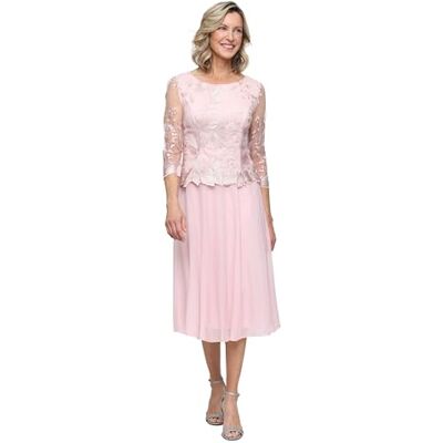 Alex Evenings Damen 3/4-ärmel, Stretch-Spitze, Mieder, Einteilig, für die Brautmutter Brautmutterkleid, Rosa-Shell Pink, 48 Alex Evenings Damen 3/4-ärmel, Stretch-Spitze, Mieder, Einteilig, für die Brautmutter Brautmutterkleid, Rosa-Shell Pink, 48