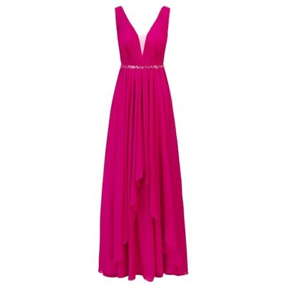 Apart Langes Abendkleid, ärmelloses Partykleid, rückenfreies Dekolleté, Bodenlanges Design-Hochzeitskleid, mittiger Reißverschluss hinten, V-Ausschnitt, bequemes Festkleid, Rosa Apart Langes Abendkleid, ärmelloses Partykleid, rückenfreies Dekolleté, Bodenlanges Design-Hochzeitskleid, mittiger Reißverschluss hinten, V-Ausschnitt, bequemes Festkleid, Rosa