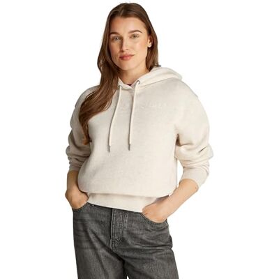 Tommy Hilfiger Damen Hoodie mit Logo, Elfenbein (Oatmilk Heather), XXXL Tommy Hilfiger Damen Hoodie mit Logo, Elfenbein (Oatmilk Heather), XXXL