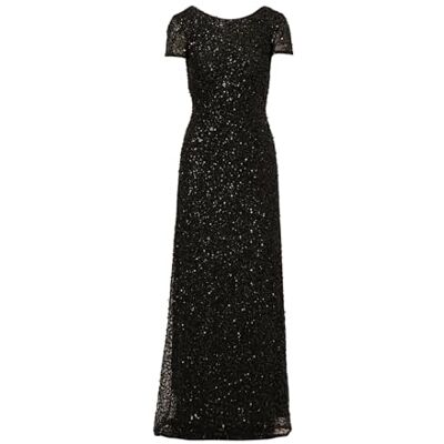 Adrianna Papell Women's Short-Sleeve All Over Sequin Gown, Black, 8 Adrianna Papell Women's Short-Sleeve All Over Sequin Gown, Black, 8