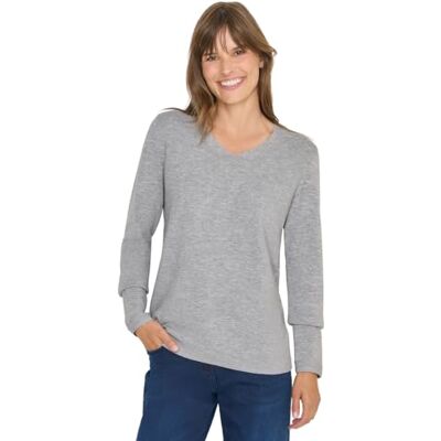 Cecil V-Neck Pullover Heather Silver Chalk Melange M Cecil V-Neck Pullover Heather Silver Chalk Melange M