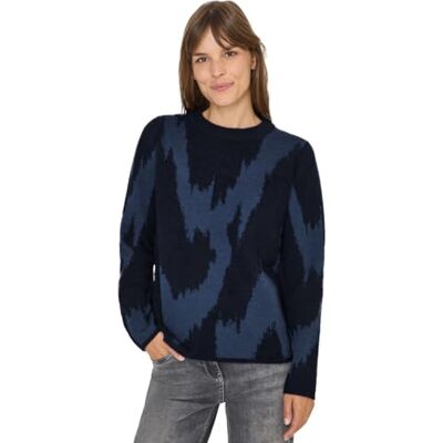 Cecil Gemusterter Pullover urban Dark Blue XS Cecil Gemusterter Pullover urban Dark Blue XS
