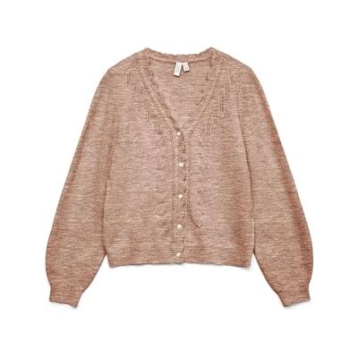 VERO MODA Damen Vmlya Ls V-Neck Cardigan Btq, Silver Mink, L VERO MODA Damen Vmlya Ls V-Neck Cardigan Btq, Silver Mink, L