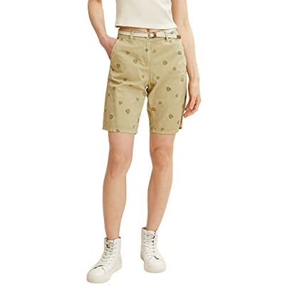 TOM TAILOR Damen Chino Bermuda Shorts mit Gürtel 1031285, 29579 Green Print Leaf Design, 32 TOM TAILOR Damen Chino Bermuda Shorts mit Gürtel 1031285, 29579 Green Print Leaf Design, 32