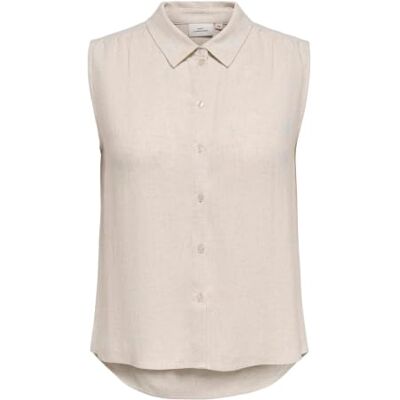 ONLY Carmakoma Damen Carsiesta S/L Linen Bl Shirt PNT Noos, Moonbeam, 46 EU ONLY Carmakoma Damen Carsiesta S/L Linen Bl Shirt PNT Noos, Moonbeam, 46 EU