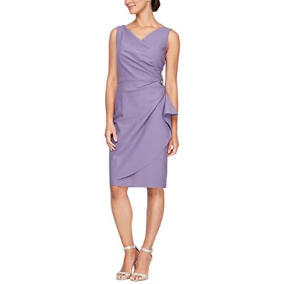 Alex Evenings, schlankmachendes, kurzes, gerüschtes Damenkleid (kleine und reguläre Passform), ICY Orchidee, 40 Alex Evenings, schlankmachendes, kurzes, gerüschtes Damenkleid (kleine und reguläre Passform), ICY Orchidee, 40