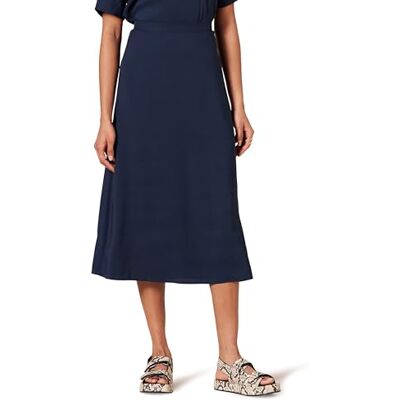 Amazon Damen Midirock Aus Georgette Ohne Futter, Marineblau, 38 Amazon Damen Midirock Aus Georgette Ohne Futter, Marineblau, 38