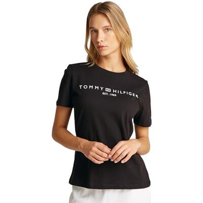 Tommy Hilfiger Adaptive Damen Reg Corp Logo C-nk Ww0ww40276 Kurzarm Strickoberteile, Black (Black), XS EU Tommy Hilfiger Adaptive Damen Reg Corp Logo C-nk Ww0ww40276 Kurzarm Strickoberteile, Black (Black), XS EU