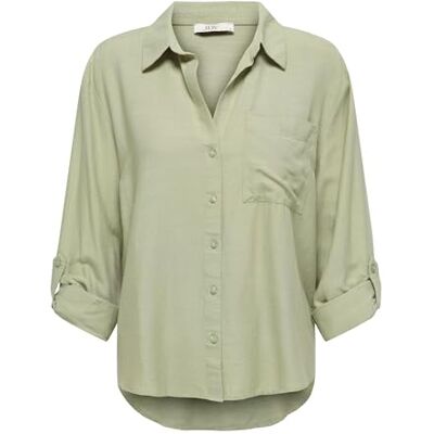 JDY Damen caya Linen Loose L/S Shirt WVN Dia, Laurel Oak, M JDY Damen caya Linen Loose L/S Shirt WVN Dia, Laurel Oak, M