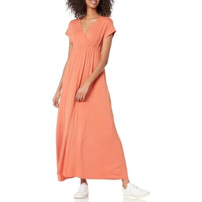 Amazon Damen Tailliertes Maxikleid (erhältlich in Übergröße), Rostiges Orange, XXL Amazon Damen Tailliertes Maxikleid (erhältlich in Übergröße), Rostiges Orange, XXL