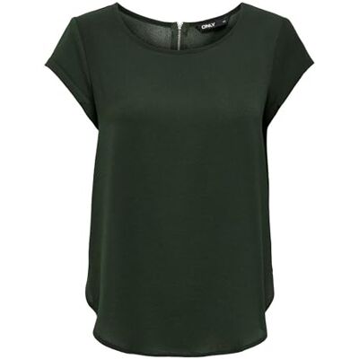ONLY Damen Einfarbige Kurzarm Bluse Basic Rundhals Ausschnitt Blusen T-Shirt Blouse Oberteil ONLVIC, 15142784,Verde (Green Rosin),44 ONLY Damen Einfarbige Kurzarm Bluse Basic Rundhals Ausschnitt Blusen T-Shirt Blouse Oberteil ONLVIC, 15142784,Verde (Green Rosin),44