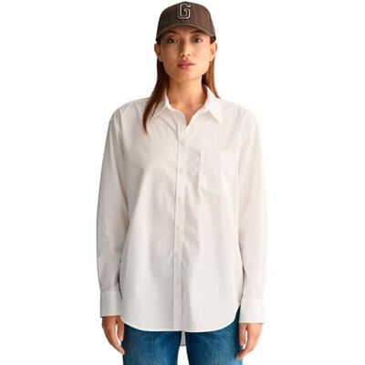 GANT Damen Rel Poplin Shirt Klassisches Hemd, Weiß, 42 EU GANT Damen Rel Poplin Shirt Klassisches Hemd, Weiß, 42 EU
