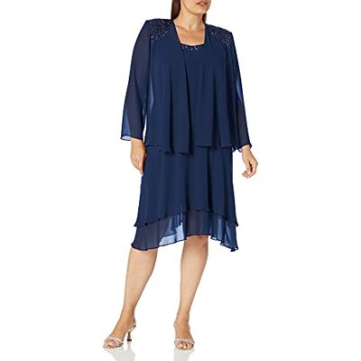 S.L. Fashions S.L. Chiffon Fashions für Damen-Jackenkleid – Blau, 16 W S.L. Fashions S.L. Chiffon Fashions für Damen-Jackenkleid – Blau, 16 W