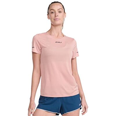 2XU Damen Light Speed Tech Tee T-Shirt mit kurzen Ärmeln, Bloom/Black Reflective, XS 2XU Damen Light Speed Tech Tee T-Shirt mit kurzen Ärmeln, Bloom/Black Reflective, XS