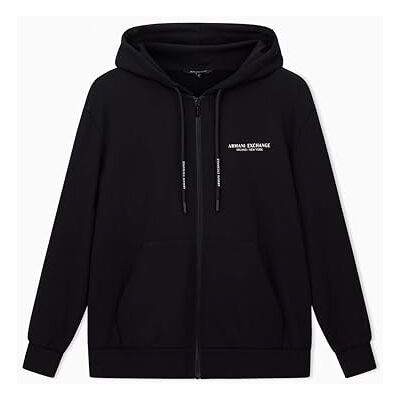 Armani Exchange Women's Laced-up Hood Side Milano-New York Logo, Hooded Sweatshirt, Black, M Armani Exchange Women's Laced-up Hood Side Milano-New York Logo, Hooded Sweatshirt, Black, M