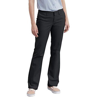 Dickies Damen Flache Vorderseite, Stretch-Twill-Hose, Schmale Passform, Bootcut Khakis, schwarz, 46 Dickies Damen Flache Vorderseite, Stretch-Twill-Hose, Schmale Passform, Bootcut Khakis, schwarz, 46