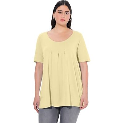 Ulla Popken Damen Shirt blassgelb 50+ Ulla Popken Damen Shirt blassgelb 50+