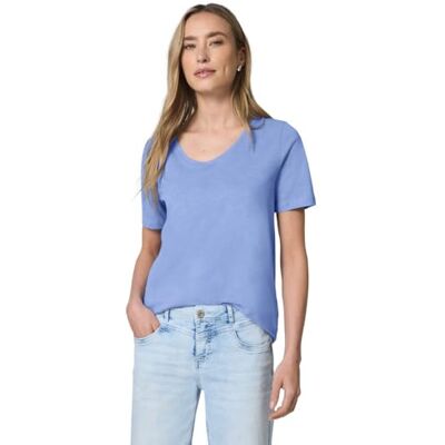 Street One Basic T-Shirt mit V-Neck Drift Blue 44 Street One Basic T-Shirt mit V-Neck Drift Blue 44