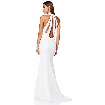 Jarlo London Damen Cecily Neckholder Maxikleid Kleid, elfenbeinfarben, 34 Jarlo London Damen Cecily Neckholder Maxikleid Kleid, elfenbeinfarben, 34