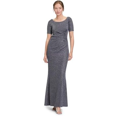 Vera Mont Damen Abendkleid im Glitzer-Look 40, Dunkelblau/Grau Vera Mont Damen Abendkleid im Glitzer-Look 40, Dunkelblau/Grau