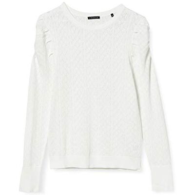 One More Story #OneMore Story Damen Pullover mit Puffärmeln, Weiß (offwhite), 38 One More Story #OneMore Story Damen Pullover mit Puffärmeln, Weiß (offwhite), 38