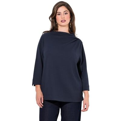 Ulla Popken Damen große Größen Übergrößen Plus Size Sweatshirt, Struktur, Stehkragen, Zierfalten, 3/4-Arm Ulla Popken Damen große Größen Übergrößen Plus Size Sweatshirt, Struktur, Stehkragen, Zierfalten, 3/4-Arm