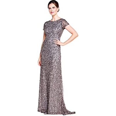 Adrianna Papell Damen Kurzarm Paillettenkleid, Lead, 44 Adrianna Papell Damen Kurzarm Paillettenkleid, Lead, 44