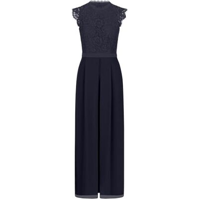Apart Damen Eleganter Jumpsuit, Spitzentop und Chiffonhose, ärmellos, Stehkragen mit Spitzenkragen, Taillendetail, Hose mit weitem Bein, Outfit für Abendpartys und Hochzeitsgäste Apart Damen Eleganter Jumpsuit, Spitzentop und Chiffonhose, ärmellos, Stehkragen mit Spitzenkragen, Taillendetail, Hose mit weitem Bein, Outfit für Abendpartys und Hochzeitsgäste