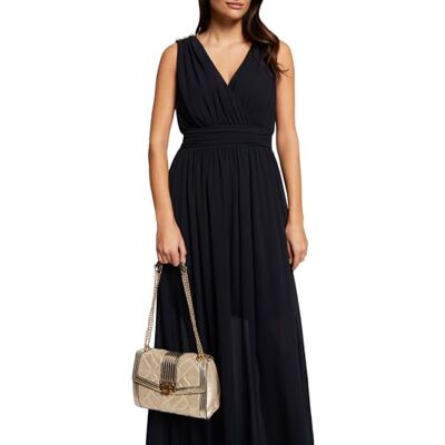 Morgan Tailliertes Maxikleid mit V-Ausschnitt, Marineblau,Größe 36 Morgan Tailliertes Maxikleid mit V-Ausschnitt, Marineblau,Größe 36