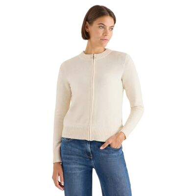 Cecil Cosy Cardigan mit Zipper Oat Milk beige Melange XL Cecil Cosy Cardigan mit Zipper Oat Milk beige Melange XL