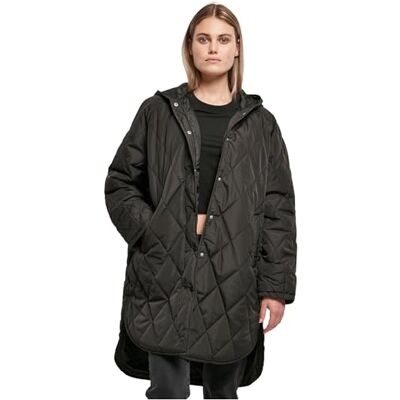 Urban Classics Damen Ladies Oversized Diamond Quilted Hooded Coat Mantel, Schwarz, L EU Urban Classics Damen Ladies Oversized Diamond Quilted Hooded Coat Mantel, Schwarz, L EU