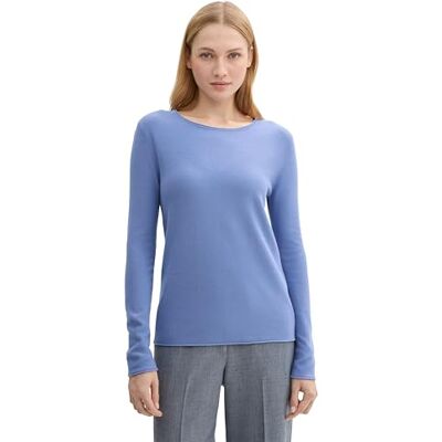 TOM TAILOR Damen Strickpullover mit Rundhals, 10436 Colony Blue, S TOM TAILOR Damen Strickpullover mit Rundhals, 10436 Colony Blue, S
