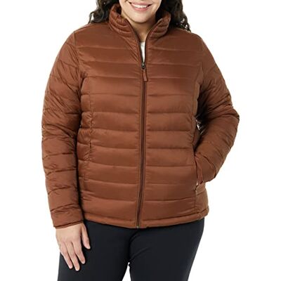 Amazon Damen Leichte, Langärmelige, Wasserabweisende, verstaubare Pufferjacke (Erhältlich in Übergröße), Dunkles Toffee-Braun, Größe M Amazon Damen Leichte, Langärmelige, Wasserabweisende, verstaubare Pufferjacke (Erhältlich in Übergröße), Dunkles Toffee-Braun, Größe M