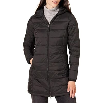 Amazon Damen Leichte, Wasserabweisende und Verstaubare Steppjacke mit Kapuze (Auch in Großen Größen Erhältlich), Schwarz, L Amazon Damen Leichte, Wasserabweisende und Verstaubare Steppjacke mit Kapuze (Auch in Großen Größen Erhältlich), Schwarz, L
