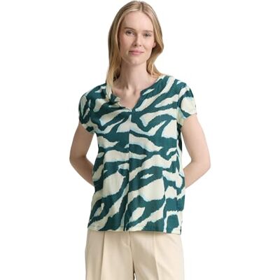 TOM TAILOR Damen 1046458 T-Shirt, 38068 Abstract Teal Zebra Print, XS EU TOM TAILOR Damen 1046458 T-Shirt, 38068 Abstract Teal Zebra Print, XS EU