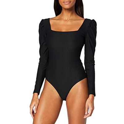 Urban Classics Damen Ladies Rib Puffer Sleeve Body LS T-Shirt, Black, XL Urban Classics Damen Ladies Rib Puffer Sleeve Body LS T-Shirt, Black, XL