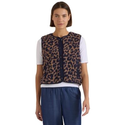Cecil Teddy-Weste mit Softshelldetails und Leo-Muster creamy mocha M Cecil Teddy-Weste mit Softshelldetails und Leo-Muster creamy mocha M