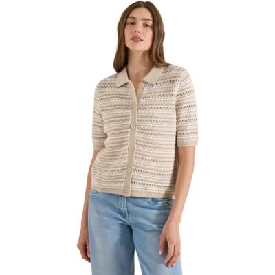 Cecil Kurzarm Cardigan mit Polokragen Grain beige XXL Cecil Kurzarm Cardigan mit Polokragen Grain beige XXL