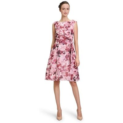 Vera Mont Damen Cocktailkleid mit Bindegürtel 44, Dark Red/Red Vera Mont Damen Cocktailkleid mit Bindegürtel 44, Dark Red/Red