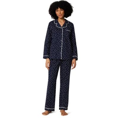 Amazon Damen Schlafanzug aus Baumwoll-Stretch-Popeline, Langärmelig mit Hose, Marineblau, Elfenbeinfarben, Gepunkt, M Amazon Damen Schlafanzug aus Baumwoll-Stretch-Popeline, Langärmelig mit Hose, Marineblau, Elfenbeinfarben, Gepunkt, M